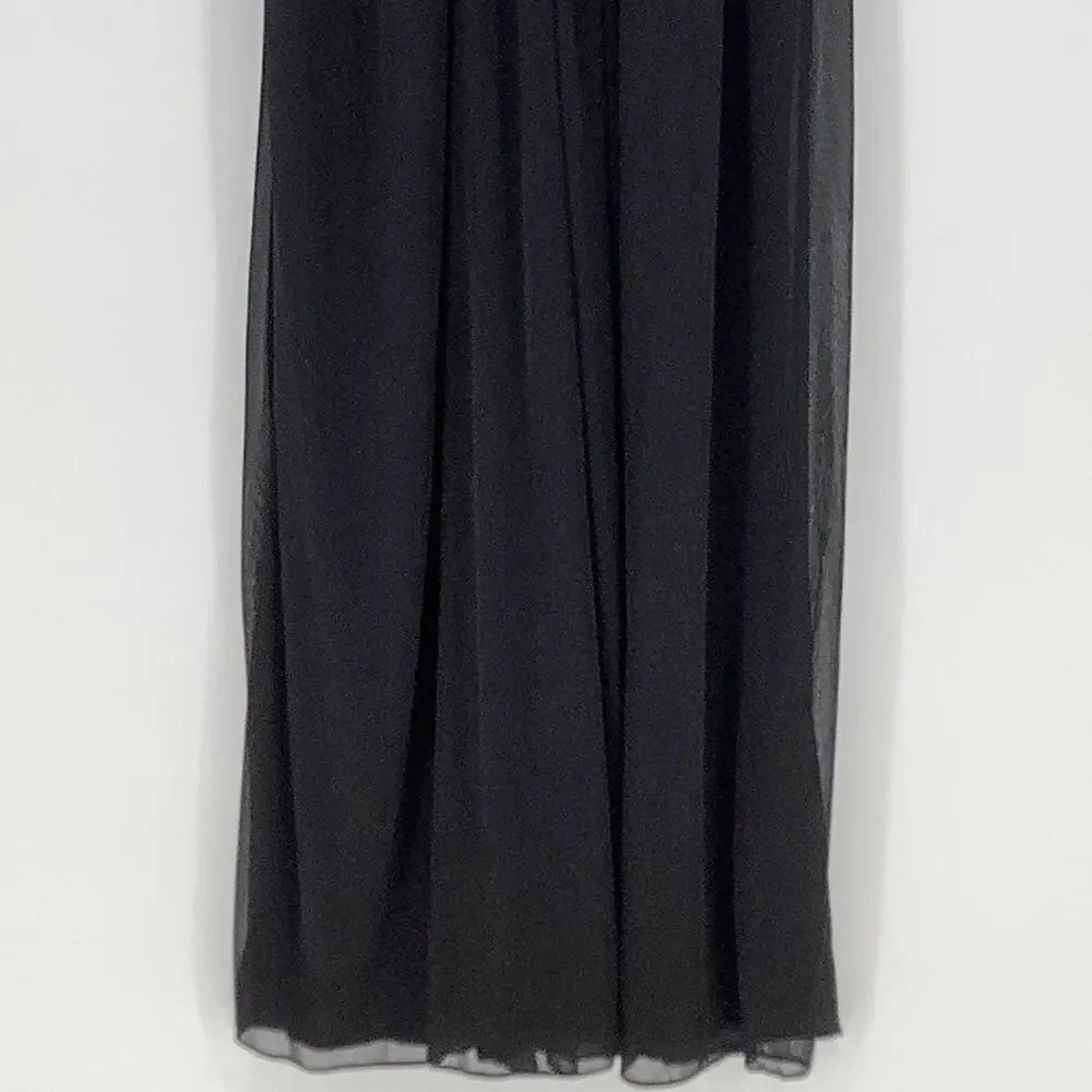 Alfred Sung Women's 2 Chiffon Knit Cap Sleeve V-Neck Maxi Dress $231 msrp J3-18 - Picture 7 of 10